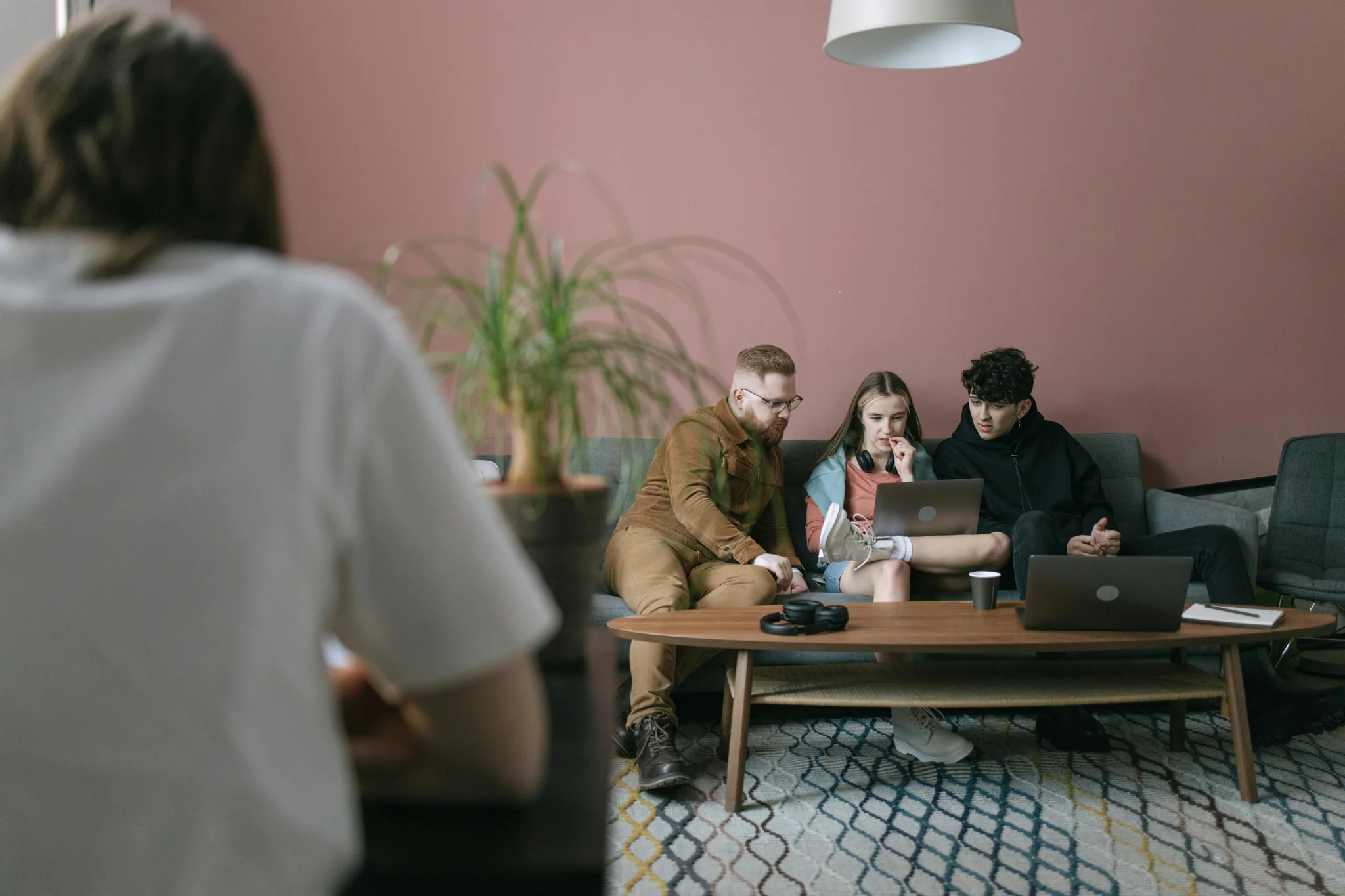 Software development team working in modern office